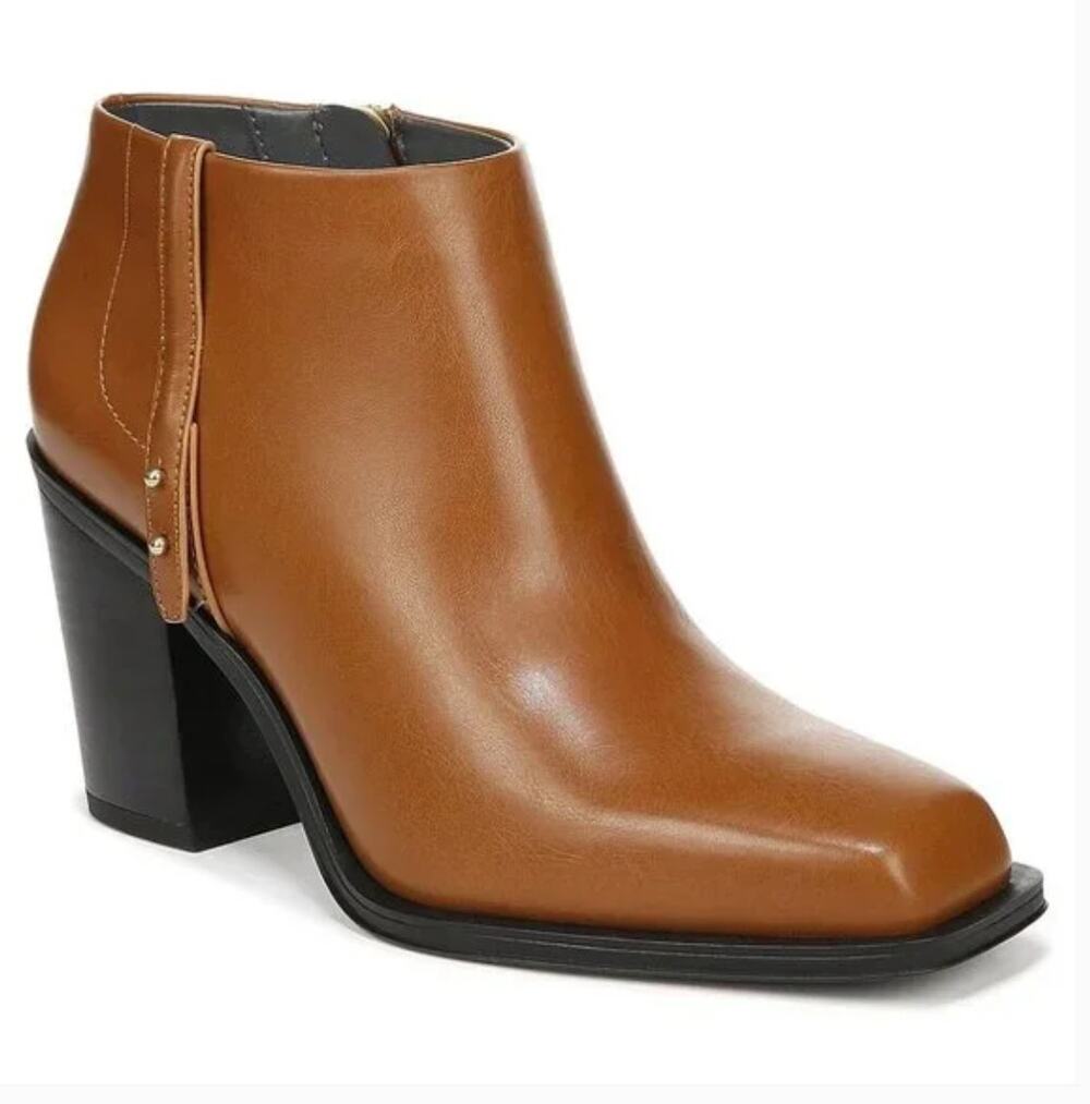Franco Sarto Vivica Ankle Booties 11 NWOT Tan Square Toe Block Heel Western